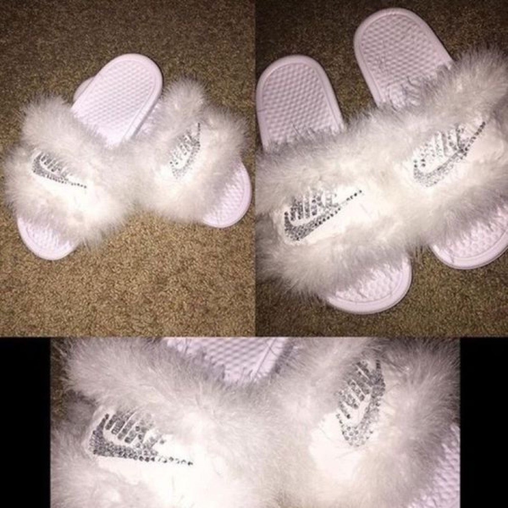 Fur/Bling Nike Slides